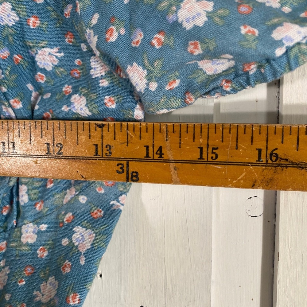 Laura Ashley x Lucky Brand Smocked Peasant Top XS Blue Floral Fairy Cottagecore - Picture 11 of 11